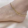 Oro Laminado Basic Anklet, Gold Filled Style Miami Cuban Design, Polished, Golden Finish, 04.63.1413.10