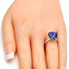 Rhodium Plated Multi Stone Ring, with Tanzanite Swarovski Crystals, Polished, Rhodium Finish, 01.239.0005.4 (One size fits all)