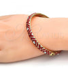 Oro Laminado Individual Bangle, Gold Filled Style with White Crystal, Red Enamel Finish, Golden Finish, 07.246.0007.1.05 (07 MM Thickness, Size 5 - 2.50 Diameter)