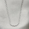 Rhodium Plated Basic Necklace, Rope Design, Polished, Rhodium Finish, 5.222.036.1.20