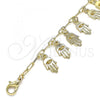 Oro Laminado Charm Anklet , Gold Filled Style Hand of God and Paperclip Design, Polished, Golden Finish, 03.372.0024.10