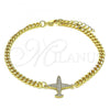 Oro Laminado Fancy Bracelet, Gold Filled Style with White Micro Pave, Polished, Golden Finish, 03.156.0036.08