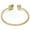 Oro Laminado Individual Bangle, Gold Filled Style Butterfly Design, with Provence Lavander Swarovski Crystals and Ivory Pearl, Polished, Golden Finish, 07.239.0005.10 (03 MM Thickness, One size fits all)