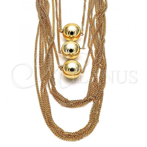 Oro Laminado Fancy Necklace, Gold Filled Style Ball Design, Polished, Golden Finish, 04.321.0031.24