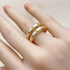 Oro Laminado Multi Stone Ring, Gold Filled Style with White Micro Pave, Polished, Golden Finish, 01.428.0006