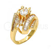Gold Tone Multi Stone Ring, with White Cubic Zirconia, Polished, Golden Finish, 01.199.0001.09.GT (Size 9)