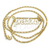 Oro Laminado Pendant Necklace, Gold Filled Style Nameplate Design, Polished, Golden Finish, 04.106.0024.20