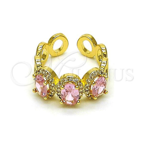Oro Laminado Multi Stone Ring, Gold Filled Style with Pink Cubic Zirconia and White Micro Pave, Polished, Golden Finish, 01.284.0089