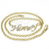 Oro Laminado Pendant Necklace, Gold Filled Style Nameplate Design, Polished, Tricolor, 04.63.1385.1.18