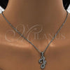 Stainless Steel Pendant Necklace, Initials and Rolo Design, with White Crystal, Polished, Steel Finish, 04.238.0032.18