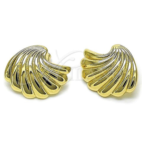 Oro Laminado Stud Earring, Gold Filled Style Shell Design, Polished, Golden Finish, 02.195.0327