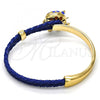 Oro Laminado Individual Bangle, Gold Filled Style Elephant Design, with White Crystal, Blue Enamel Finish, Golden Finish, 07.179.0001.3 (06 MM Thickness, One size fits all)
