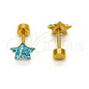 Stainless Steel Stud Earring, Star Design, with Aqua Blue Crystal, Polished, Golden Finish, 02.271.0021.8