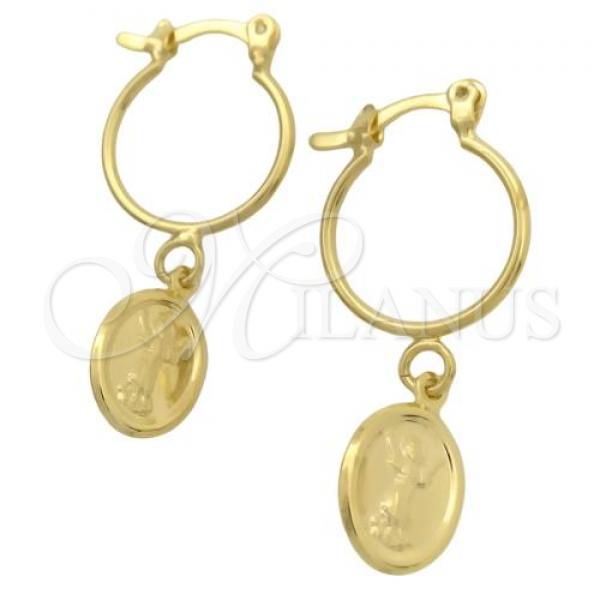 Oro Laminado Small Hoop, Gold Filled Style Divino Niño Design, Polished, Golden Finish, 02.32.0563.15