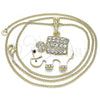 Oro Laminado Pendant Necklace, Gold Filled Style Elephant Design, with White and Black Crystal, White Enamel Finish, Golden Finish, 04.380.0026.1.20