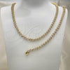 Oro Laminado Necklace and Bracelet, Gold Filled Style with White Cubic Zirconia, Polished, Golden Finish, 06.284.0013