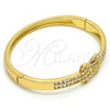 Gold Tone Individual Bangle, with White Crystal, Polished, Golden Finish, 07.252.0026.04.GT (05 MM Thickness, Size 4 - 2.25 Diameter)