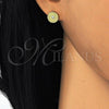 Sterling Silver Stud Earring, with White Cubic Zirconia, Polished, Golden Finish, 02.186.0135