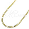 Oro Laminado Basic Necklace, Gold Filled Style Figaro Design, Polished, Golden Finish, 04.213.0142.22
