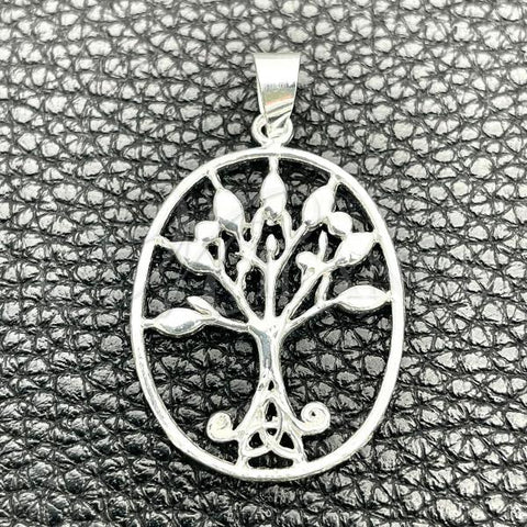Sterling Silver Fancy Pendant, Tree Design, Polished, Silver Finish, 05.392.0053
