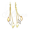 Oro Laminado Long Earring, Gold Filled Style Polished, Tricolor, 5.068.005