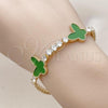 Oro Laminado Tennis Bracelet, Gold Filled Style Butterfly Design, with Green Mother of Pearl and White Cubic Zirconia, Polished, Golden Finish, 03.283.0388.3.07