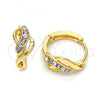 Oro Laminado Huggie Hoop, Gold Filled Style with Amethyst and White Crystal, Polished, Golden Finish, 02.165.0146.4