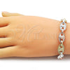 Oro Laminado Fancy Bracelet, Gold Filled Style Puff Mariner and Guadalupe Design, Polished, Tricolor, 03.411.0078.08