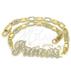 Oro Laminado Fancy Bracelet, Gold Filled Style Nameplate Design, Polished, Golden Finish, 03.63.1966.08