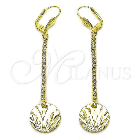 Oro Laminado Long Earring, Gold Filled Style with  Cubic Zirconia, Golden Finish, 5.085.001