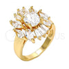 Oro Laminado Multi Stone Ring, Gold Filled Style with White Cubic Zirconia, Polished, Golden Finish, 01.210.0050.08 (Size 8)