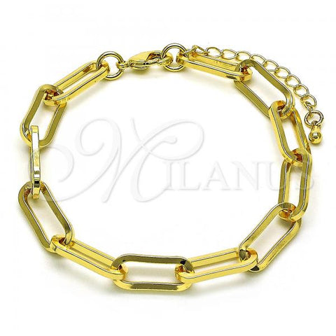 Oro Laminado Basic Bracelet, Gold Filled Style Paperclip Design, Polished, Golden Finish, 04.378.0002.08