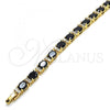 Oro Laminado Fancy Bracelet, Gold Filled Style with Black and White Cubic Zirconia, Polished, Golden Finish, 03.206.0004.9.07