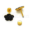Stainless Steel Stud Earring, Flower Design, with Black Crystal, Polished, Golden Finish, 02.271.0020.9