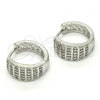 Rhodium Plated Huggie Hoop, with White Cubic Zirconia, Polished, Rhodium Finish, 02.210.0099.1.15