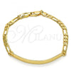 Oro Laminado ID Bracelet, Gold Filled Style Figaro Design, Polished, Golden Finish, 5.226.010.1.07