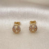 Oro Laminado Stud Earring, Gold Filled Style with White Crystal, Polished, Golden Finish, 02.63.2705