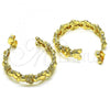 Oro Laminado Medium Hoop, Gold Filled Style Teddy Bear Design, with White Micro Pave, Polished, Golden Finish, 02.210.0799.30
