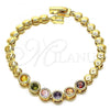 Oro Laminado Fancy Bracelet, Gold Filled Style with Multicolor Cubic Zirconia, Polished, Golden Finish, 03.283.0190.07