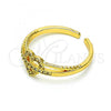 Oro Laminado Multi Stone Ring, Gold Filled Style Heart Design, with White Micro Pave, Polished, Golden Finish, 01.310.0033