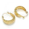 Oro Laminado Small Hoop, Gold Filled Style Flower Design, Polished, Golden Finish, 02.106.0002.20