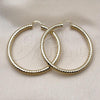 Oro Laminado Extra Large Hoop, Gold Filled Style Hollow Design, Diamond Cutting Finish, Golden Finish, 02.213.0312.60