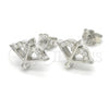 Sterling Silver Stud Earring, with White Cubic Zirconia, Polished, Rhodium Finish, 02.336.0012