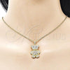 Oro Laminado Fancy Pendant, Gold Filled Style Teddy Bear and Baguette Design, with White Cubic Zirconia and White Micro Pave, Polished, Golden Finish, 05.284.0020