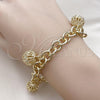 Oro Laminado Charm Bracelet, Gold Filled Style Rolo Design, Diamond Cutting Finish, Golden Finish, 03.331.0301.08