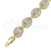 Oro Laminado Fancy Bracelet, Gold Filled Style with White Micro Pave, Polished, Golden Finish, 03.346.0002.07