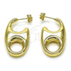 Oro Laminado Stud Earring, Gold Filled Style Chunky and Hollow Design, Polished, Golden Finish, 02.195.0318