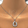 Sterling Silver Earring and Pendant Adult Set, Teardrop Design, with White Cubic Zirconia, Polished, Rhodium Finish, 10.286.0014