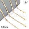 Oro Laminado Basic Necklace, Gold Filled Style Polished, Tricolor, 04.65.0204.24
