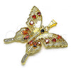 Oro Laminado Fancy Pendant, Gold Filled Style Butterfly Design, with Garnet and Black Cubic Zirconia, Polished, Golden Finish, 05.284.0001.1